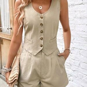 SHEIN Vacay vest and shorts set size medium colour tan